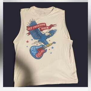 Gildan White Sleeveless Rock Graphic Tank